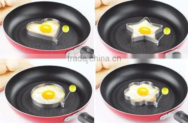 Stainless Steel Fried Egg Mold Pancake Mold Kitchen Tool Pancake Rings with Oil Brush 5 Pcs Set