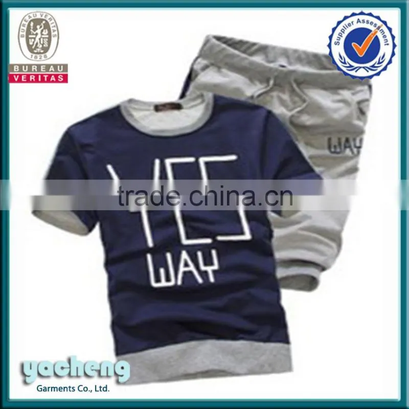 wholesale bulk cheap mens print short tracksuit mens outdoor solid color with custom logo summer cotton casual sportsuit