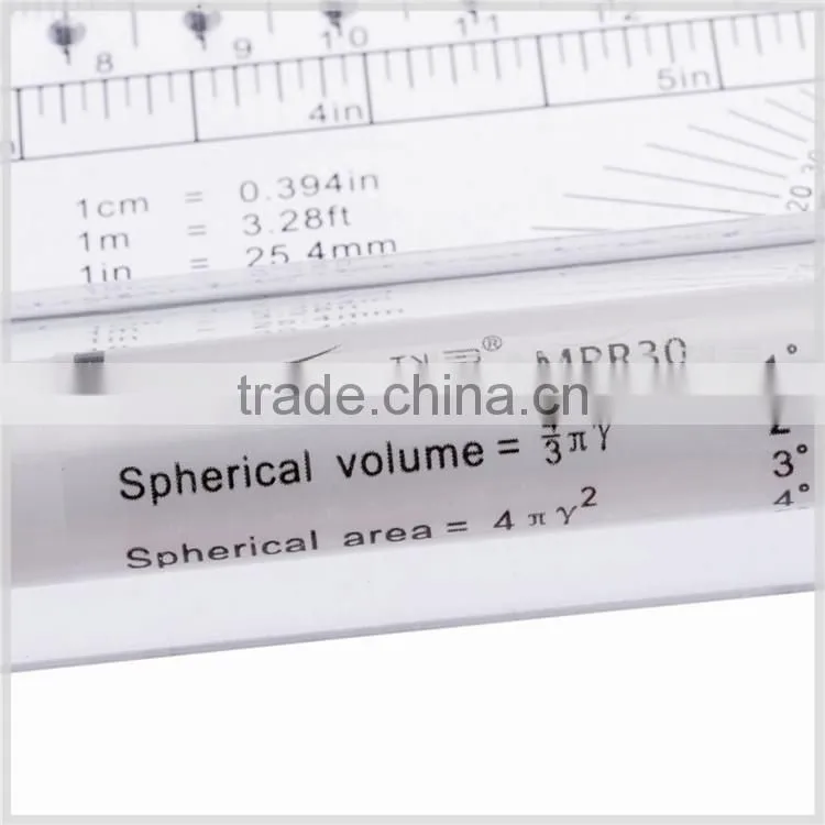 Kearing Transparent Plastic Parallel Rolling Ruler measuring tool Engineer Scale Ruler 30 cm & 12'' with protractor Math#MPR30
