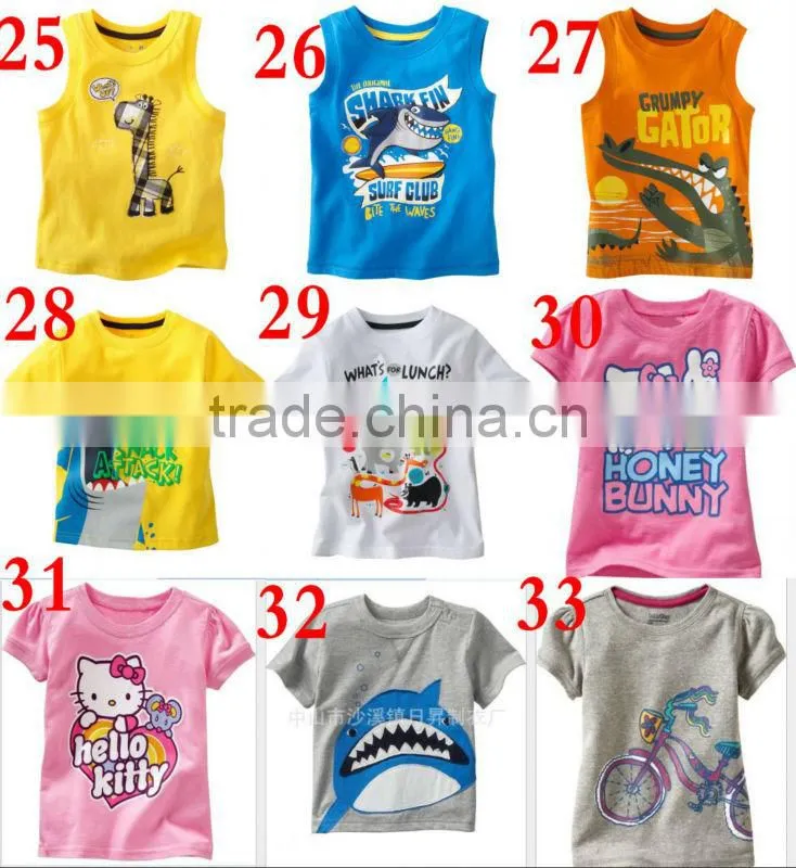fashion girls sleeveless cartoon t-shirts children's blue with little girls princess tops