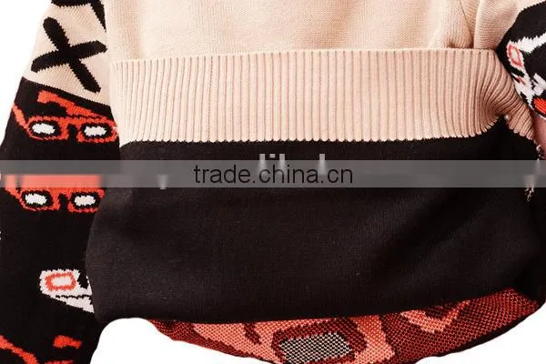 Fashion Glasses Child Jacquard Sweater Knitting Patterns Children Pullover