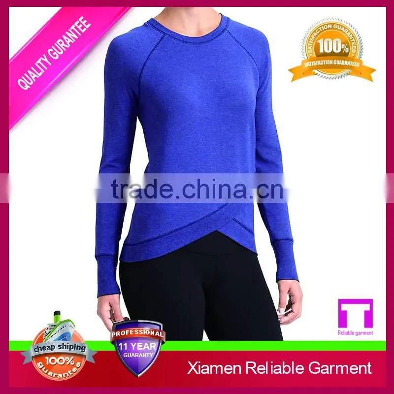 Blank raglan long sleeve wholesale woman gym sport t shirt