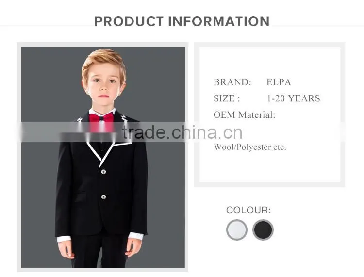 ELPA NXB0041 designer slimming wholesale black 3 piece kids boys suits