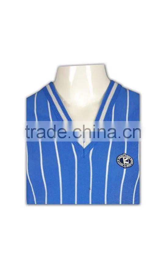 ISO9001/BSCI Manufature blue 100% cotton embroidery pattern knitted vests