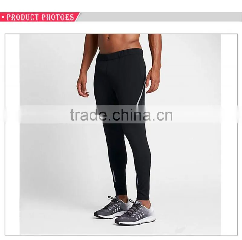 2017Latest design men's running pants four-way stretch reflective mens training legging