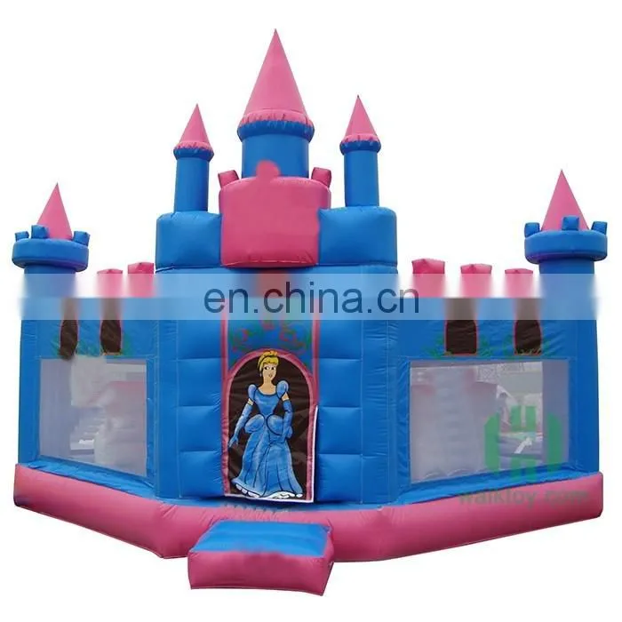 Cartoon characters pig mini bouncy castle, pink color jumping castle for kids