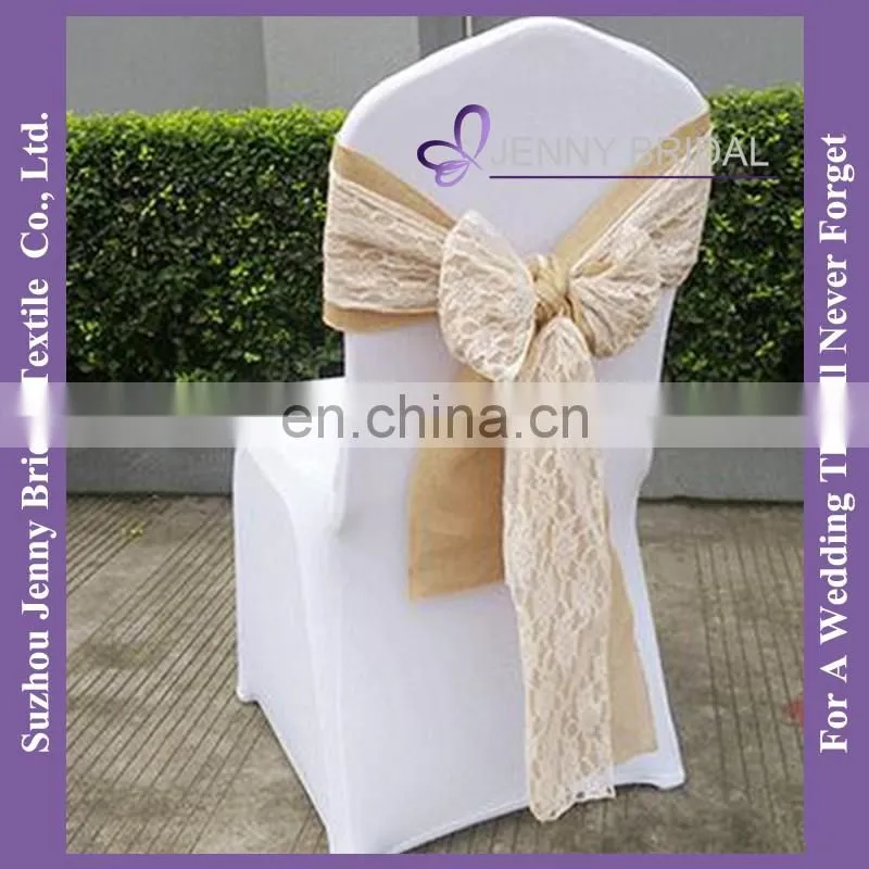 C388D wedding decoration burlap ivory lace chair covers chair sashes