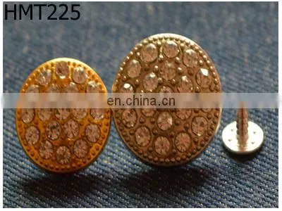 fashion accessory custom denim button with crystal rhinestones