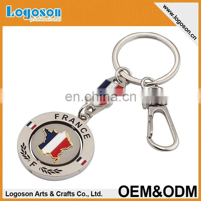 Custom best quality souvenir spinning keyholder key shaped cross keyring