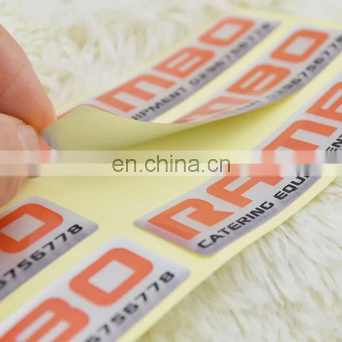 High quality customized self adhesive rectangle epoxy stickers
