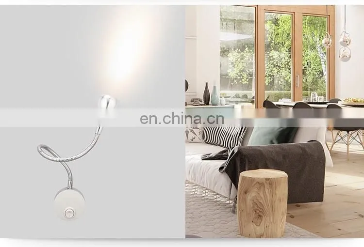 Cheap price bathroom mirror lamp with flexible hose mini led reading lamp for bedroom OEM gooseneck led headboard wall lamp