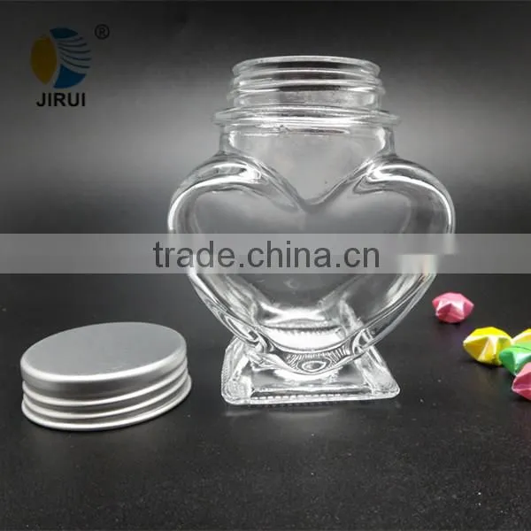 90ml heart shape glass gift bottle with metal screw cap