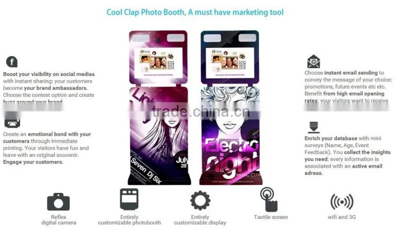 2015 Portable Design Touch Screen Self-service Photo Booth Kiosk