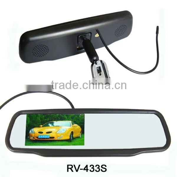 4.3inch original rear view mirror monitor,AV signal auto detect power on/off