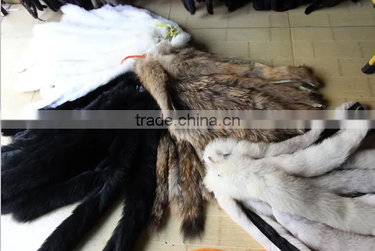Natural Fox Fur collar trim silver fox real fur black Color collar for Coat