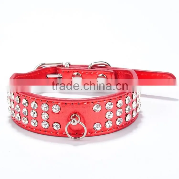 Wholesale diamond dog chain three rows of decorative pet dog collar