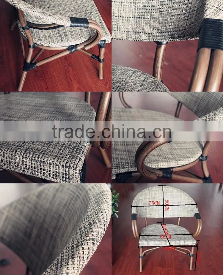 Comfortable Garden Rattan Relax Chair Cast Aluminum Outdoor French Bistro Rattan Chairs
