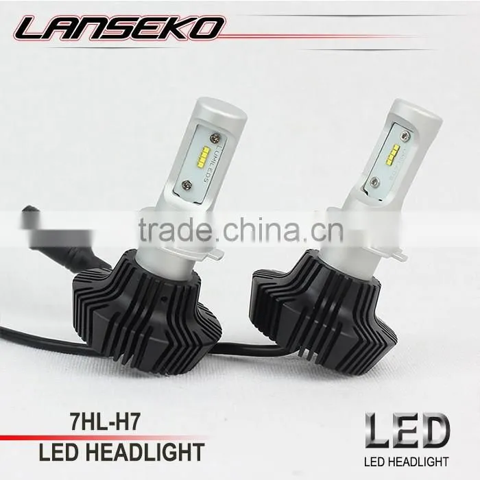 DC12-24v g7 car led headlamp 30W per bulb H7 powerful 4000LM fanless led headlamp
