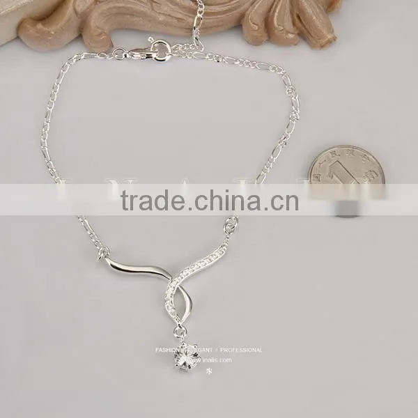 2014 2013 Fashion rhinestone ankle girls stainless steel steel ankle bracelet