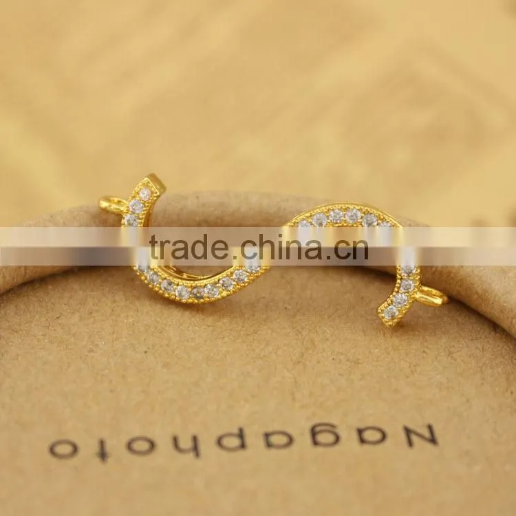 CZ6528 Wholesale mirco cz pave letter S bracelet charm connectors