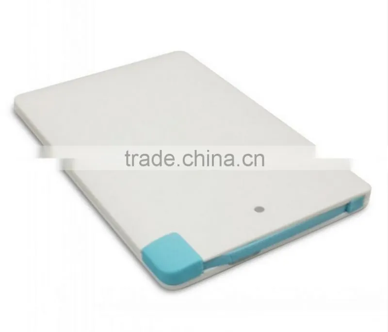 2600mAh Credit Card Power Bank portable charger built-in cable bank