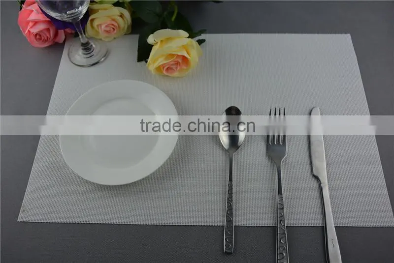 Wholesale price 75g PVC woven mesh placemat white pure color 1*2 series 45*30cm
