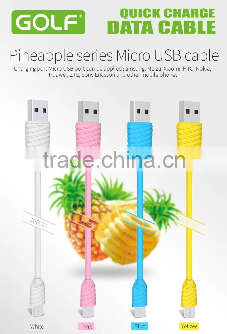 GOLF 1m Pineapple Series Micro USB Cable for s7 edge/s7 2.1A Quick Charging and data cable For Huawei/Nokia/HTC/Xiaomi