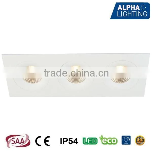 IP54 High quality 3*8W fixed square dimmable anti-glare cob downlight