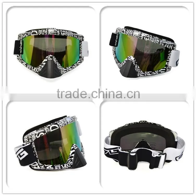 BJ-MG-013A Manufacturer Adult Reflective Letter Frame custom racing motorcycle sports goggles