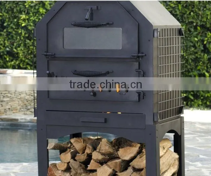 Wood fired outdoor BBQ pizza oven and smoker