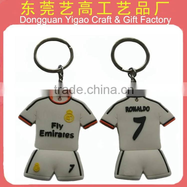Factory customized embossed soft pvc t shirt keychain
