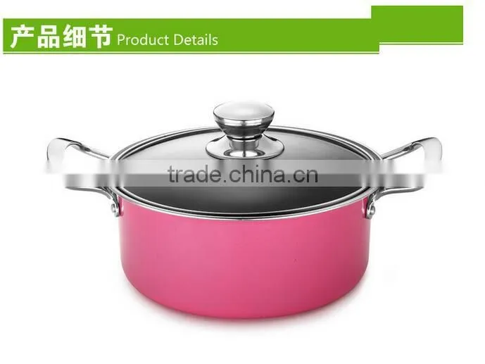 5pcs Pink Aluminum Non-stick Press Cookware Set Fry Egg Pizza Pan Stock Cooking Pasta Noodle Soup Pot Saucepan Cookware Set