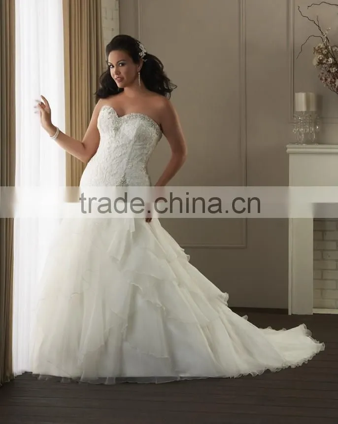 Strapless Sweet Heart Mermaid Plus Size Bride's Wedding Dresses 2015-Welcome custom made size,color,style