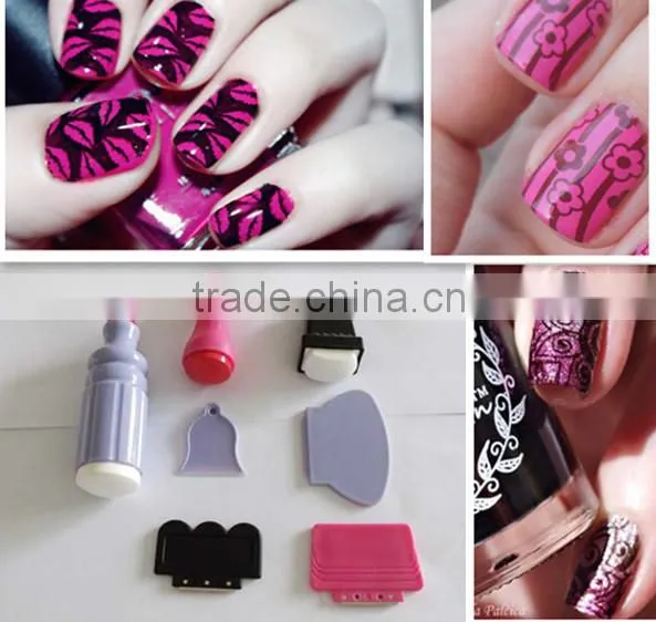 7pcs Silicone Nail Art Stamper And Scraper Set Manicure Polish Stamp Image Tool Kit