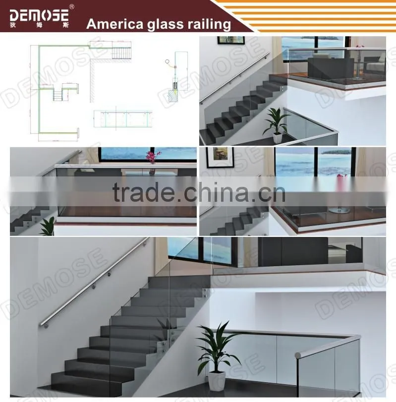 indoor plexiglass stairs handrail designs or steel flat bar stair handrail
