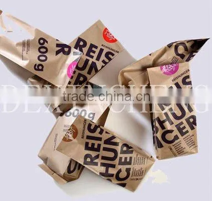 Heat Sealed Foil Lined Kraft Paper Rice Packaging bags