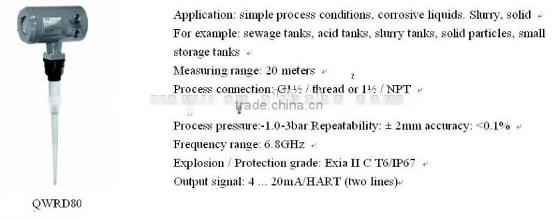 QWRD Radar Level Instrument with CE certification