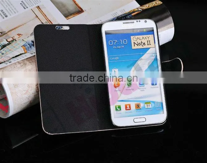 N7100 Glossy Leather Case for Samsung Galaxy Note2 2, Wallet Leather Case, N7100 Glossy Book Style Leather Case