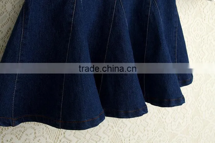 High waist short denim skirt women blue elasticity denim pleated mini skirt girls ball gown sexy girls in short denim skirt