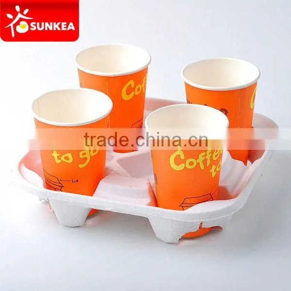 Printed take away coffee cup carriers with handle
