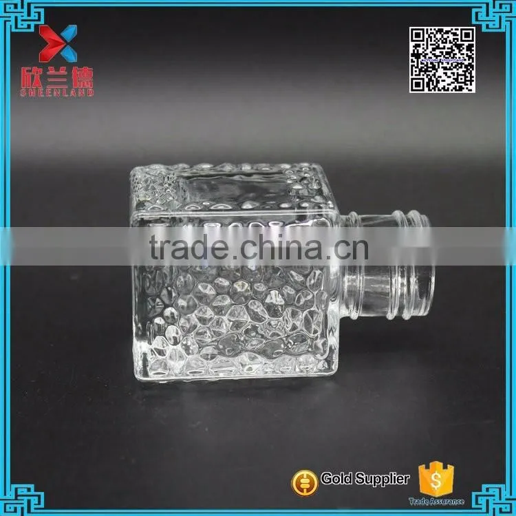 wholesale embossed square empty aroma reed diffuser glass bottle 45ml