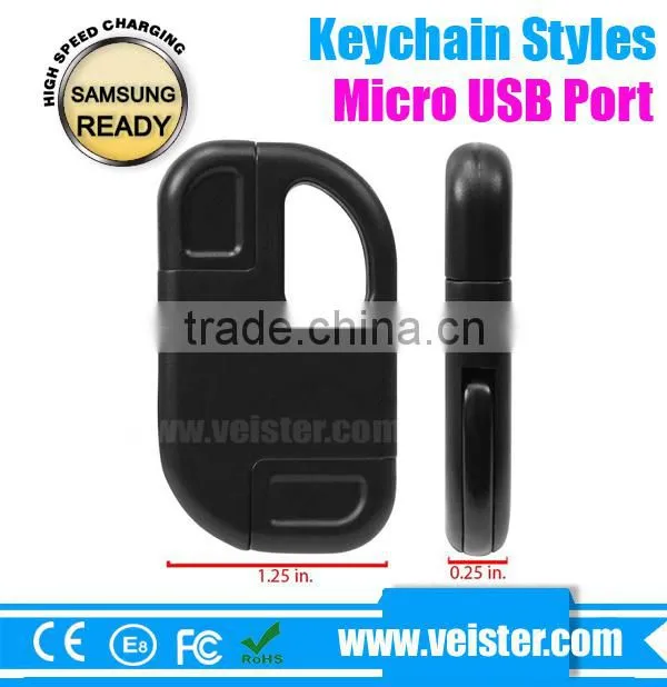 Portable mini USB data cable with keychain for Samsung