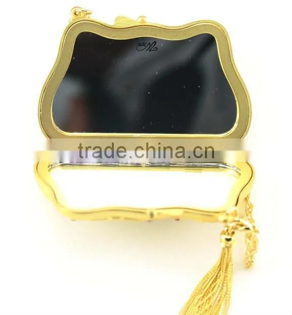 Lady's Handbag Shape 2 Sides Rectangle Copper Cosmetic Make Up Mirror