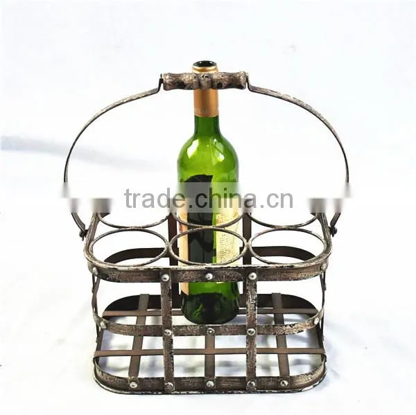 Shabby antique wire holder for metal wine crate basket
