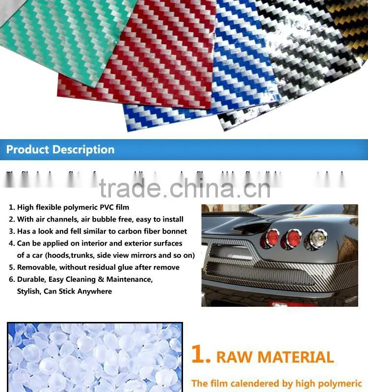 1.27x50M Colorful Car Design 2D Carbon Fiber Vinyl Sticker