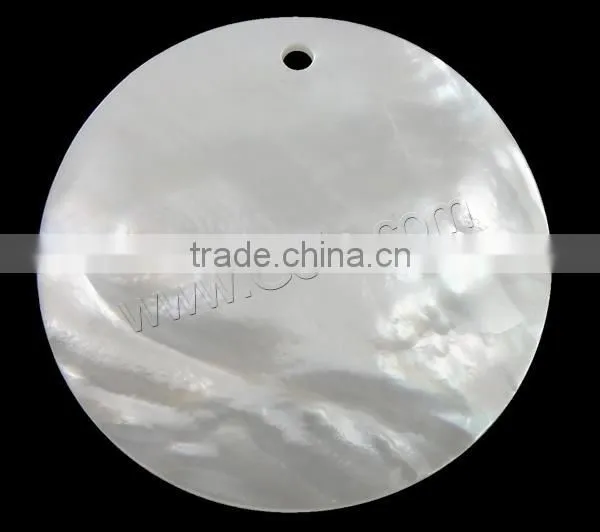 35x3mm White Flat Round Natural Freshwater Shell Pendants