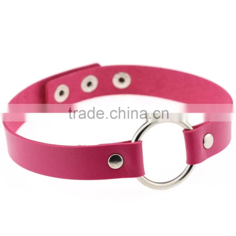 Handmade O-Ring Leather Necklaces Punk Gothic Collars Fashion Jewelry