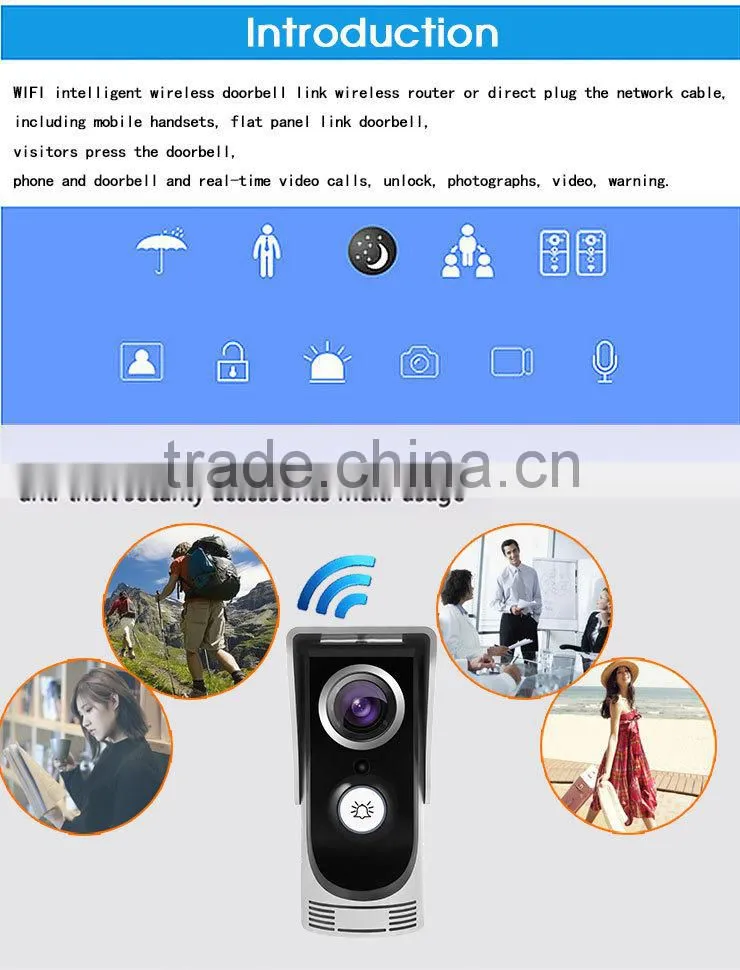 smart doorbell for motion detection unlock function waterproof IP65