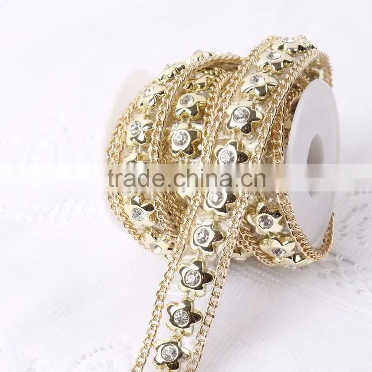 Hot Fix Rhinestone Chain Trimming Clear Glue Base Cup Chain