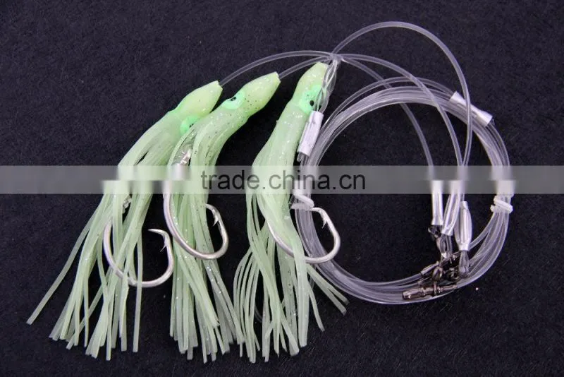 Groper Heavy Duty rigs two or three luminous squids 13/0 recurve circle hooks effective on other deep water fish